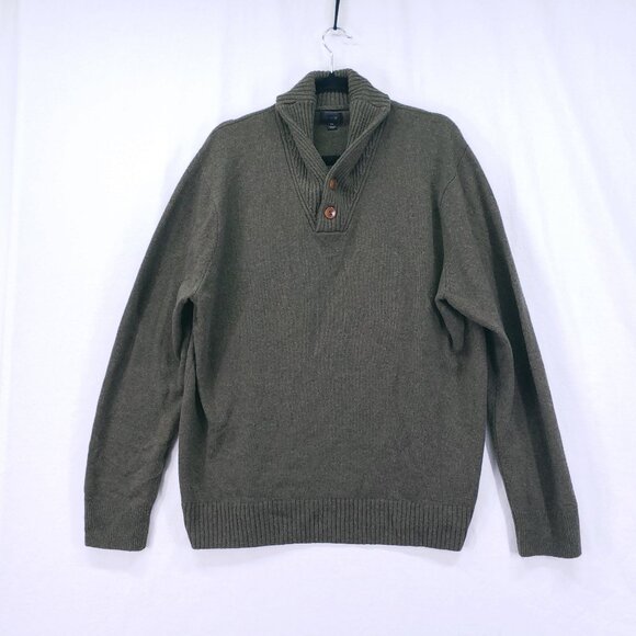 J. Crew Other - J.Crew Sweater Green XL Merino Wool Blend Speckled Shawl Collar Rugged Men